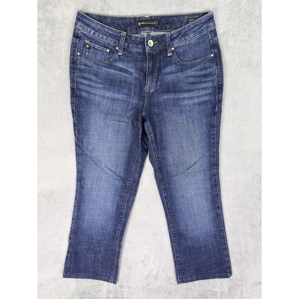 Lee Jeans Womens 10 Blue Crop Curvy Bootcut Dark Wash Mid Rise Platinum Label